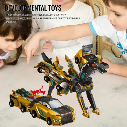 Voiture dinosaure jaune Crash et Transformable 1 pièce