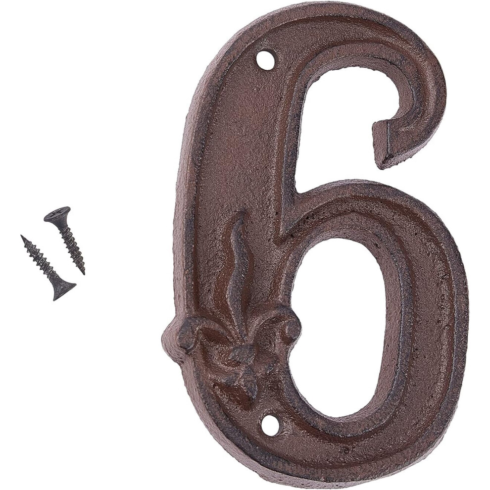 Cast Iron House Numbers 4.6 Inch Rustic Door Number 6 946140380971