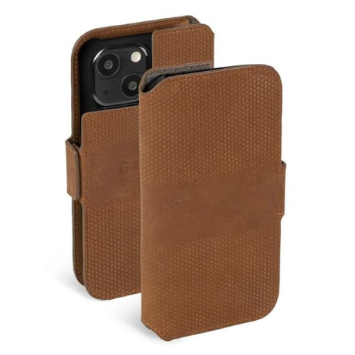 Leather phone wallet for iPhone 13 brown Swedish design