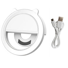 Selfie Ring Light with Cat Ears Design Silver