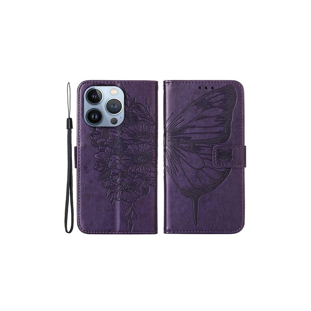 Iphone 14 Pro Max Wallet Case Butterfly Flower Purple 940684254750