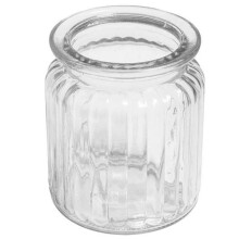 Glass container with grooves transparent 270 ml