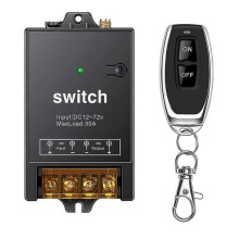 Wireless Remote Control Switch 12V DC Single Channel Black