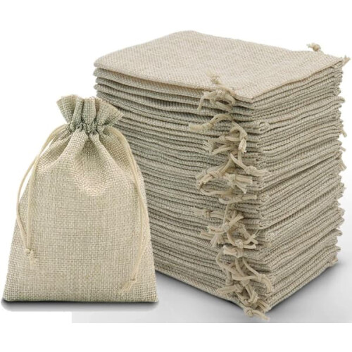 Intckwan jute gift bags 10x15cm drawstring 30-pack