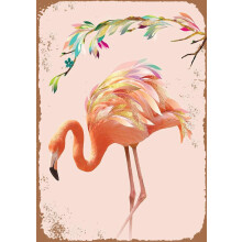 Flamingo and Garland Metal Tin Sign Vintage Rustic 8x12