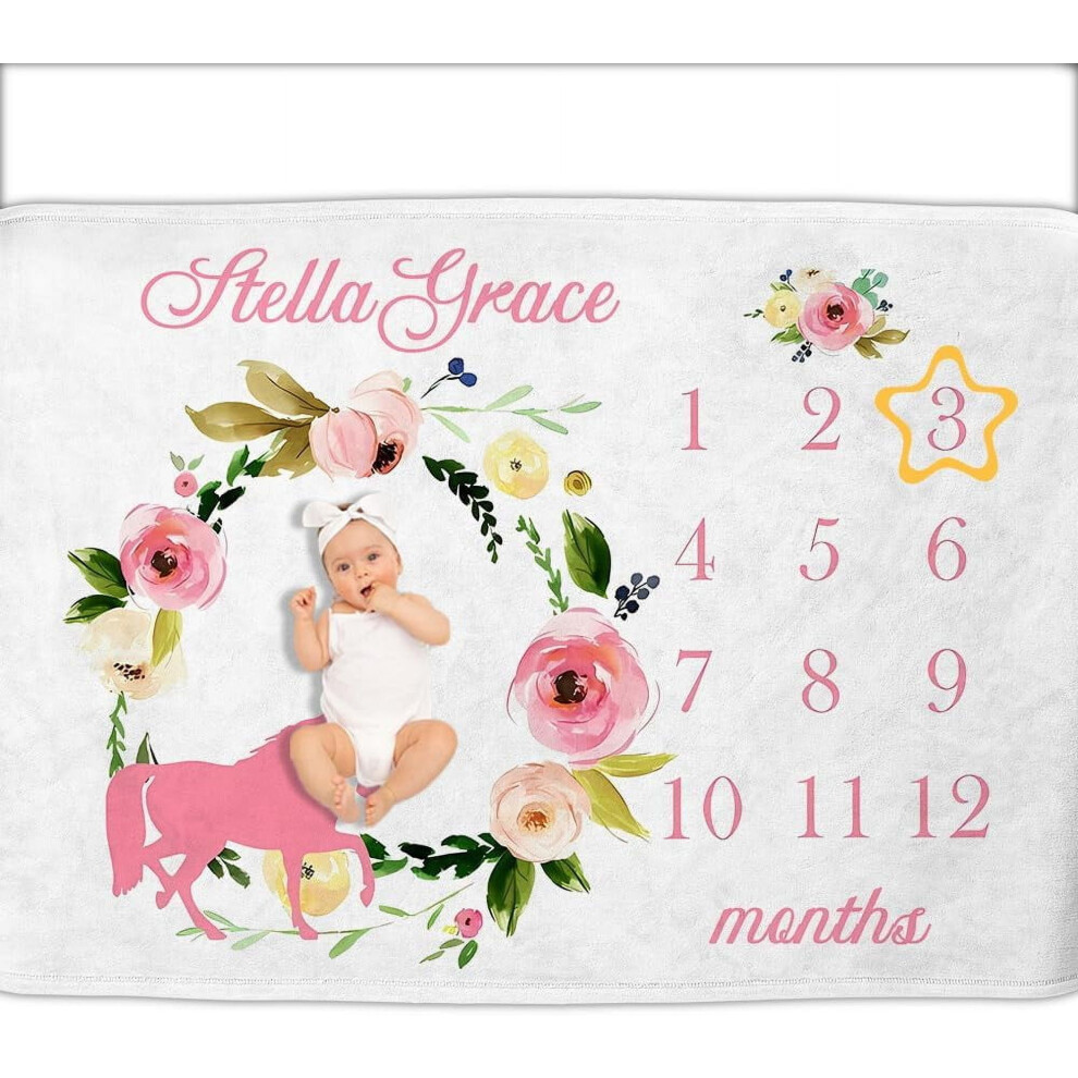 Personalized Baby Blanket with Name and Milestones 30x40