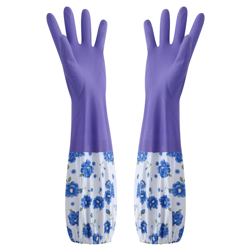 Rubber Cleaning Gloves with Cotton Liner Long Cuff