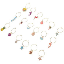 Beach Wedding Wine Glass Markers Animal Wave Design 18 pcs