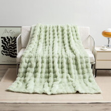 Faux Fur Throw Blanket Beige 50 x 60 Inches