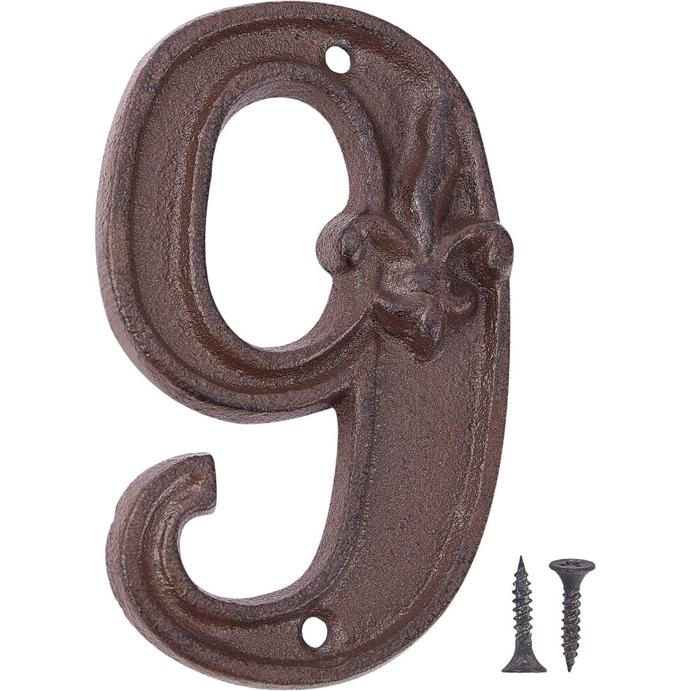 Cast Iron House Numbers 4.6 Inch Rustic Number 9 946140380964
