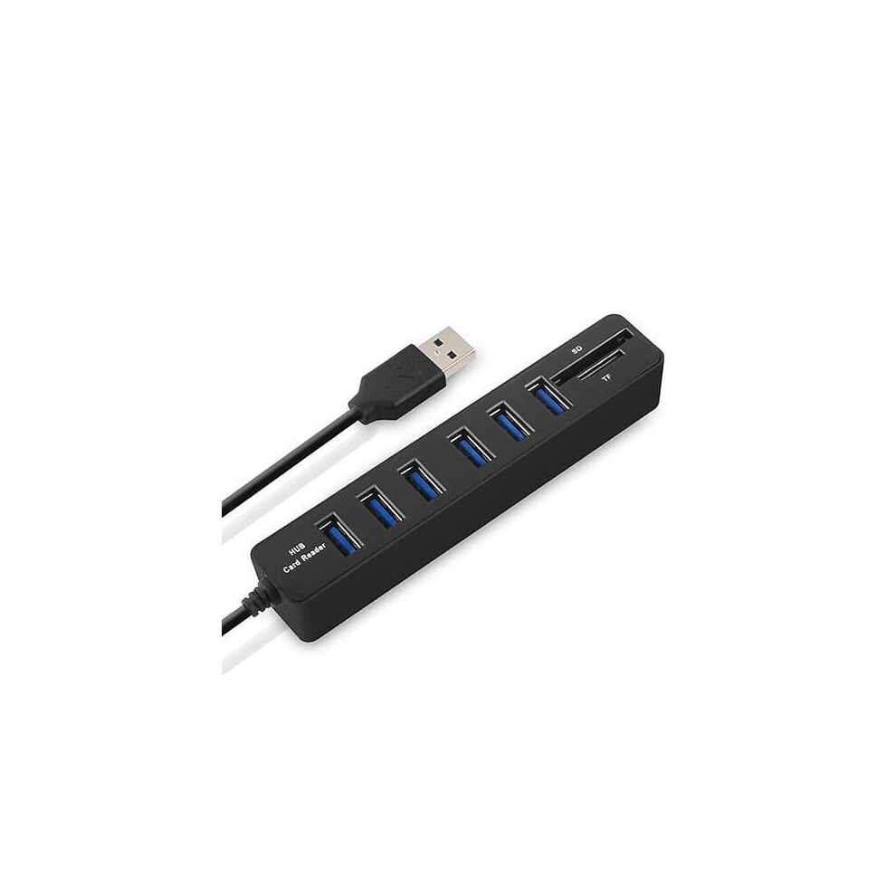 Usb 2.0 Hub With Card Reader 6-Port Black 940684249848