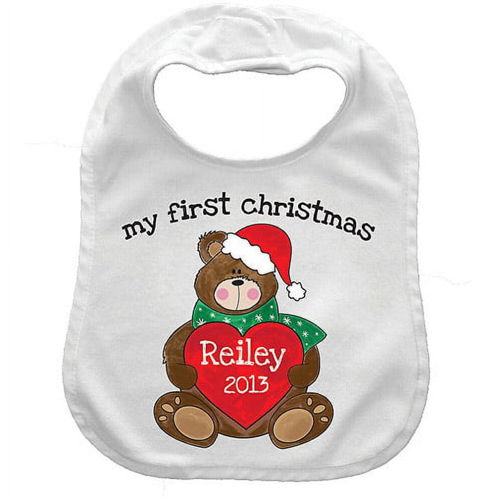 Baby Boy Bib Personalized My First Christmas