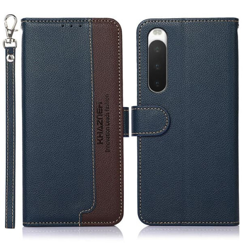 Khazneh wallet case for Sony Xperia 10 V blue brown