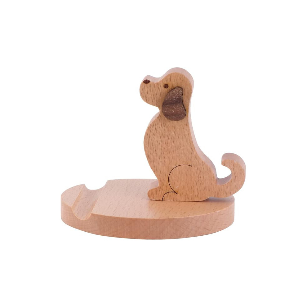 Wooden Phone Holder Dog-Shaped Desk Stand 940684255399