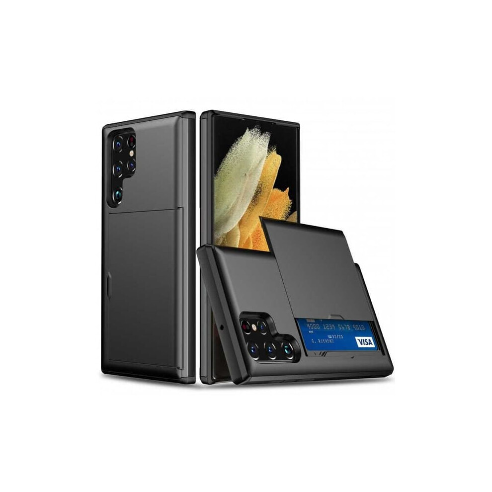 Samsung S22 Ultra Shockproof Case With Card Slot Black 940684241729