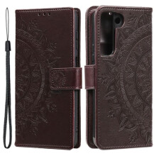 SKALO Samsung S22 Mandala Wallet Case Dark Brown