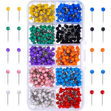 Plastic Round Head Push Pins with Steel Tips 1/8 Inch 500