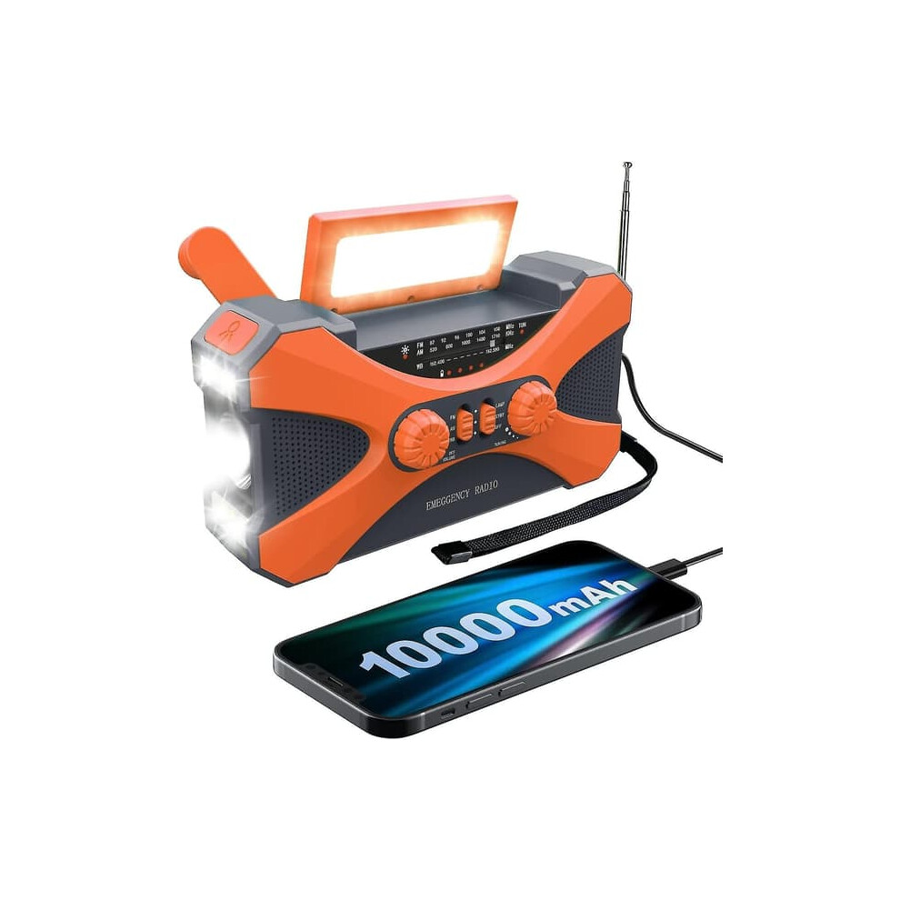 Emergency Radio With Solar Hand Crank 10000Mah 940684259526