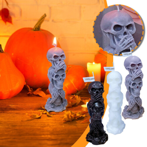 Κεριά σκελετού για το Halloween με κολοκύθα, μπαχαρικά, βανίλια, μεσάνυχτα,