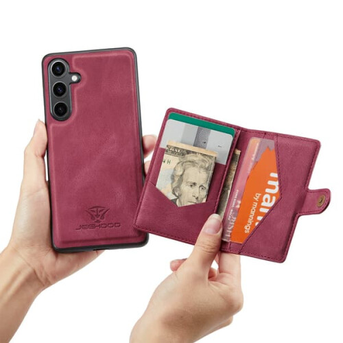 Cartera de piel con cierre magnético para Galaxy S24 (Rojo) 1