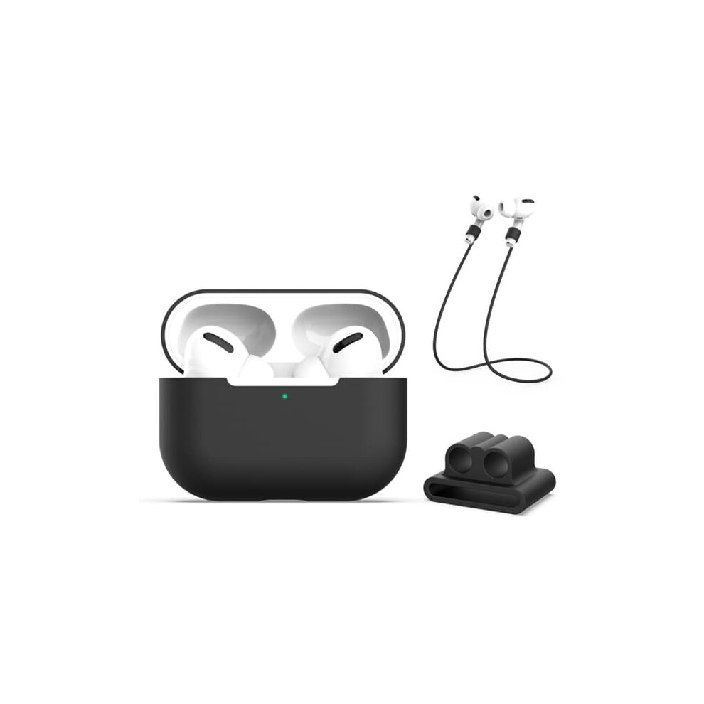Silicone Airpods Pro Case With Earphone Strap Black 940684270590