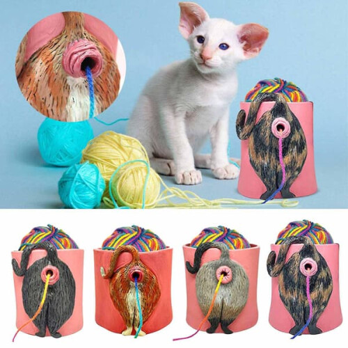 Cat Tail Yarn Bowl for Knitting and Crochet