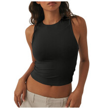 Débardeur court doublé sans manches pour femme, style yoga.