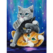 30x40CM Handgefertigtes 5D-Diamantgemälde – Drei Katzen, geeignet für