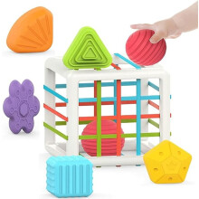 Baby sorter toy colorful cube with 6 pieces