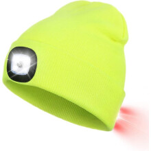 LED Knitted Hat with Front and Back Light, USB Rechargeable