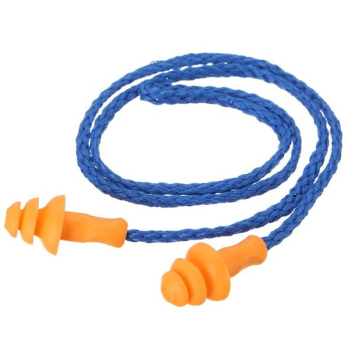 Silicone earplugs with neck cord blue 1 pair
