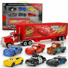Lightning McQueen Racer Car and Mack Truck Set 7 pcs