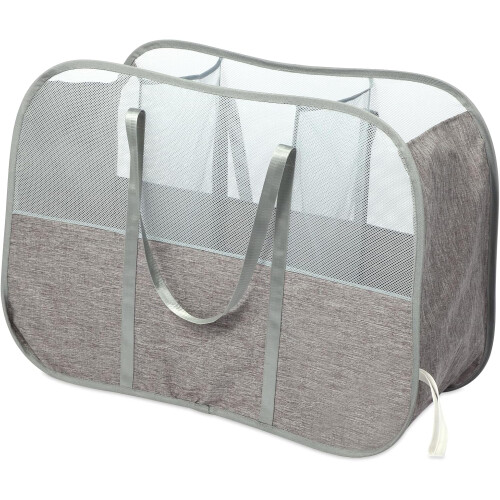Panier à linge pliable à 3 compartiments, 150 L, gris