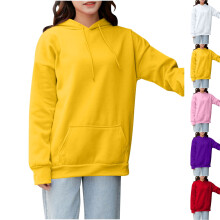 Sweat à capuche oversize pour femme, couleur unie, avec poche