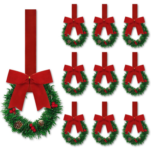 Weihnachts-Küchenschrankkränze, Samt, Rot, 10 Stück