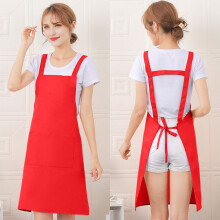 Red Waterproof Kitchen Apron for Women Floral Design