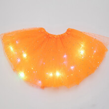 Orangefarbenes Ballerinakleid aus Mesh mit LED-Sternen für Damen, 3-lagig