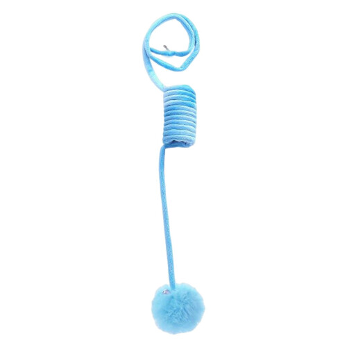 Cat toy spring fuzzy ball rope blue
