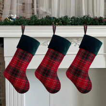 Vánoční punčocha Buffalo Plaid, červená, zelená, 20 palců