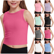 Mädchen-Sporttop mit hohem Kragen, pink, Größe 12-13
