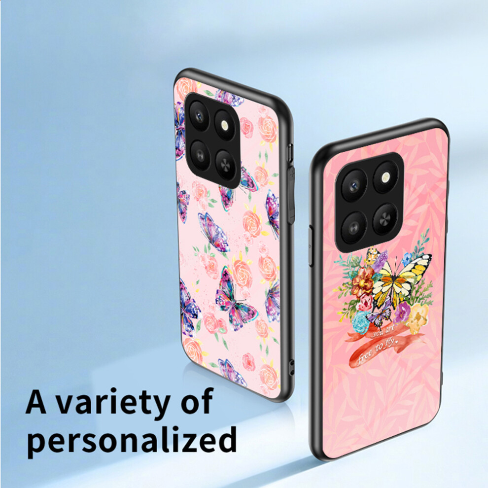 (Phantom Butterfly) For Honor 400 Smart 5G / X7d 4G Case Butterfly Pattern Tpu + Tempered Glass Protective Phone Cover 6914294001886
