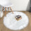 Faux Sheepskin Fur Rug White Round 2x2 ft 1
