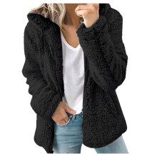 Veste Sherpa duveteuse pour femme, manches longues, fermeture éclair intégrale, chaude