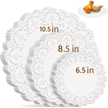 Round White Paper Doilies 250 pcs 6.5 8.5 10.5 in