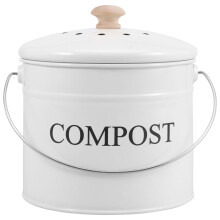 Kitchen Compost Bin Metal 0.8 Gallon with Lid and Handle