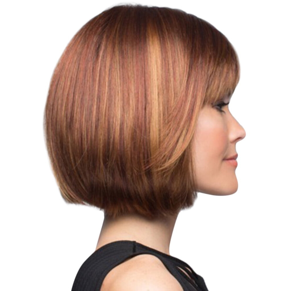 Women's human hair wig short straight or curly brown