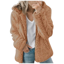Veste Sherpa duveteuse pour femme, manches longues, fermeture éclair intégrale, chaude
