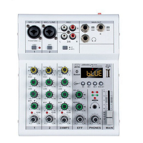 Digital DJ Mixer Console 4-Channel USB Bluetooth White