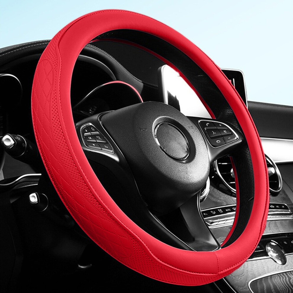 Silicone Steering Wheel Cover Non-Slip 36-40Cm Red 952399332234
