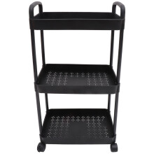 Chariot de cuisine KALLORY à 3 niveaux en acier inoxydable noir